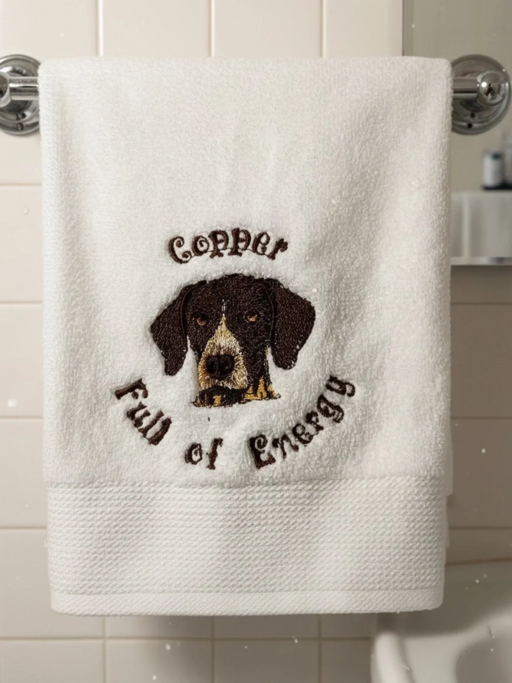 Persosnalized Embroidered Dog Bath Towels with your dog's name. Paws off.